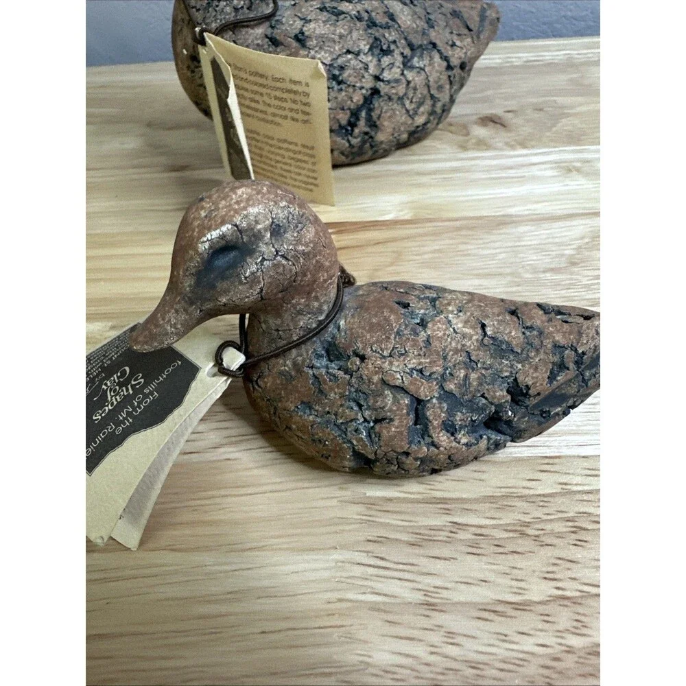Vintage Duck Figurine Shapes of Clay by Stan Langtwait Mount St Helen's Ash